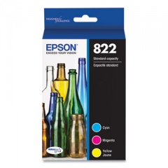 Epson T822520-S (T822) DURABrite Ultra Ink, 240 Page-Yield, Cyan/Magenta/Yellow