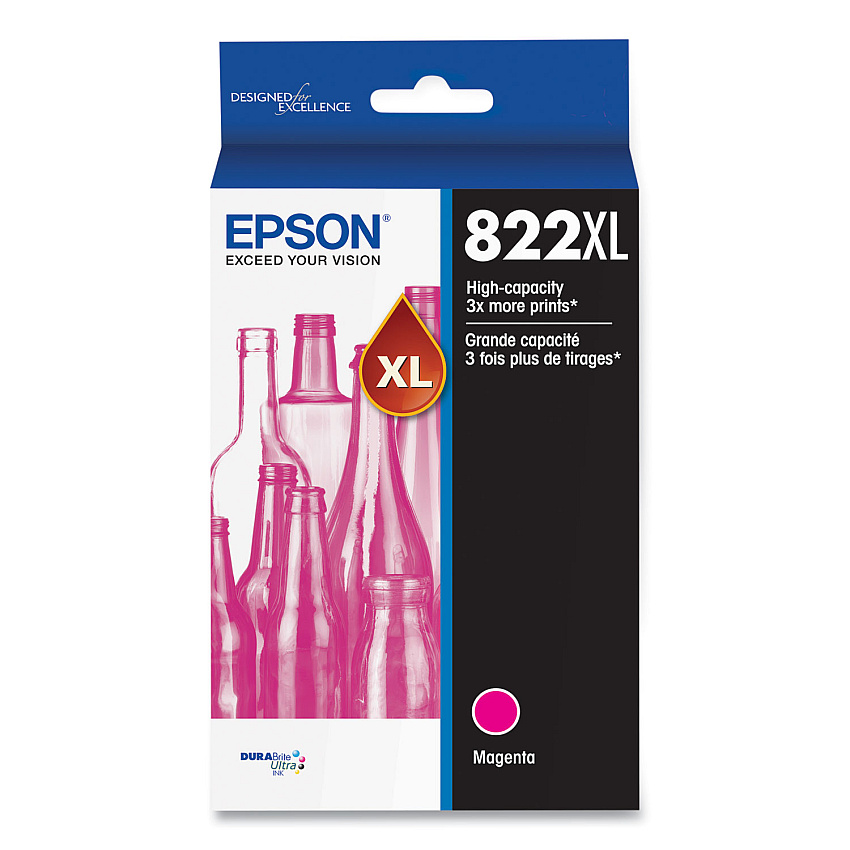 Epson T822XL320-S (T822XL) DURABrite Ultra High-Yield Ink, 1,100 Page-Yield, Magenta