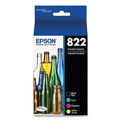 Epson T822120-BCS (T822) DURABrite Ultra Ink, 350/240 Page-Yield, Black/Cyan/Magenta/Yellow