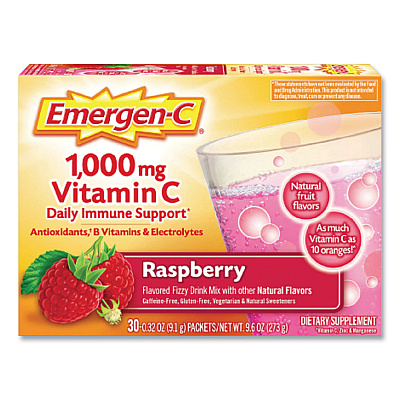 Emergen-C Original Formula, Raspberry, 0.32 oz Packet, 30 Packets/Box (PFYCS130201BX)