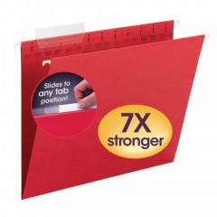 Smead TUFF Hanging Folders with Easy Slide Tab, Letter Size, 1/3-Cut Tabs, Red, 18/Box (64043)