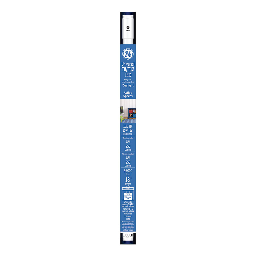 GE 18" T8/T12, 15 W, T8 Tube, 11 W, Daylight, 6/Carton (GEL37190)