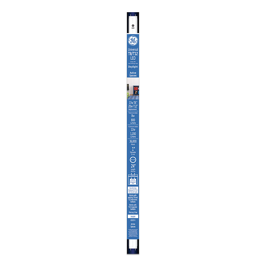 GE 24" T8/T12, 20 W, T8 Tube, 8 W, Daylight, 6/Carton (GEL37162)