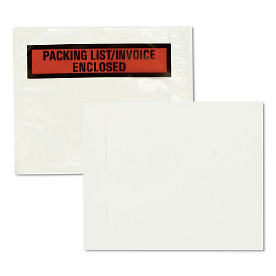 Quality Park Self-Adhesive Packing List Envelope, Top-Print Front: Packing List/Invoice Enclosed, 4.5 x 5.5, Clear/Orange, 100/Box (QUA46894)