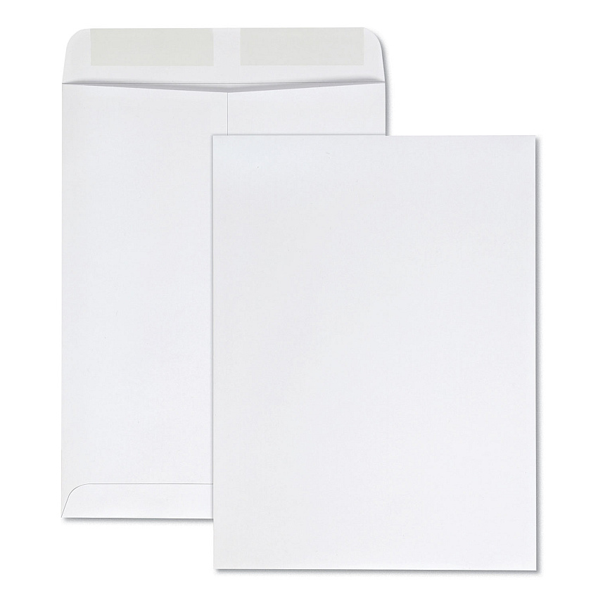 Quality Park Catalog Envelope, 28 lb Bond Weight Kraft, #10 1/2, Square Flap, Gummed Closure, 9 x 12, White, 100/Box (QUA41413)