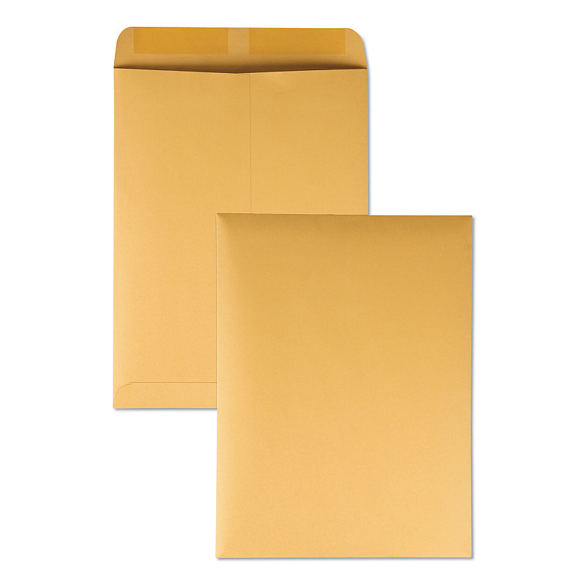 Quality Park Catalog Envelope, 28 lb Bond Weight Kraft, #12 1/2, Square Flap, Gummed Closure, 9.5 x 12.5, Brown Kraft, 250/Box (QUA41565)
