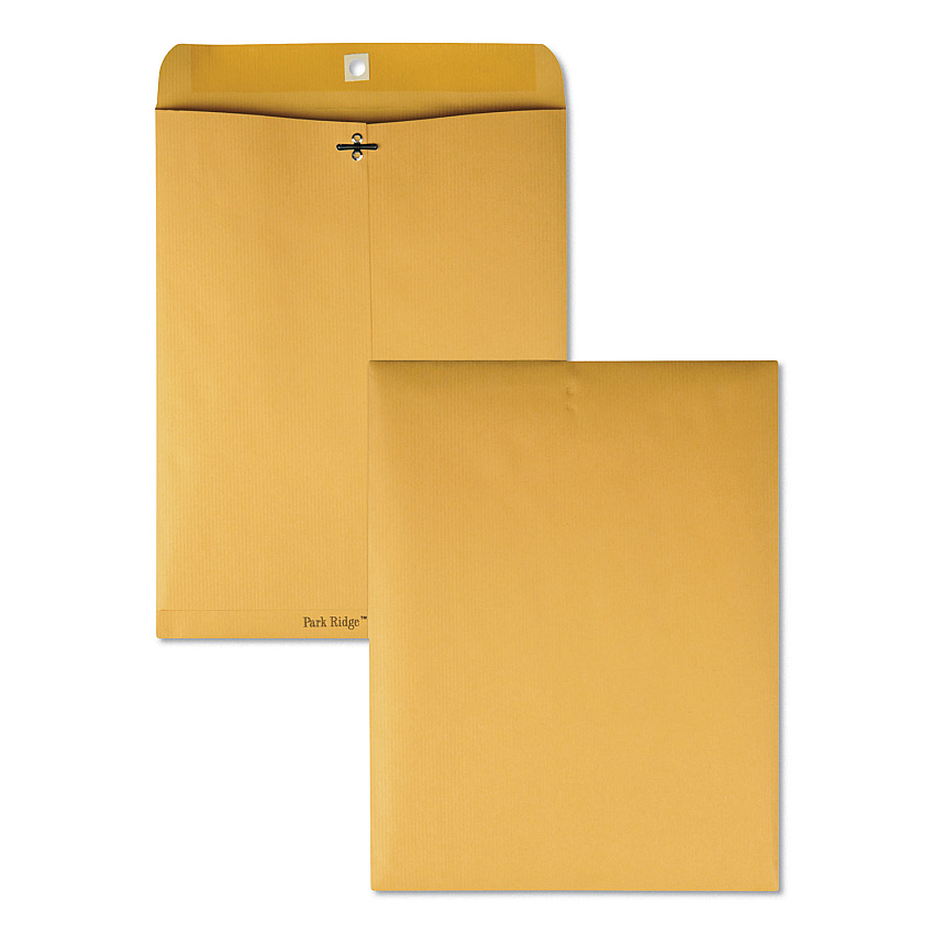 Quality Park Park Ridge Kraft Clasp Envelope, #97, Square Flap, Clasp/Gummed Closure, 10 x 13, Brown Kraft, 100/Box (QUA43097)