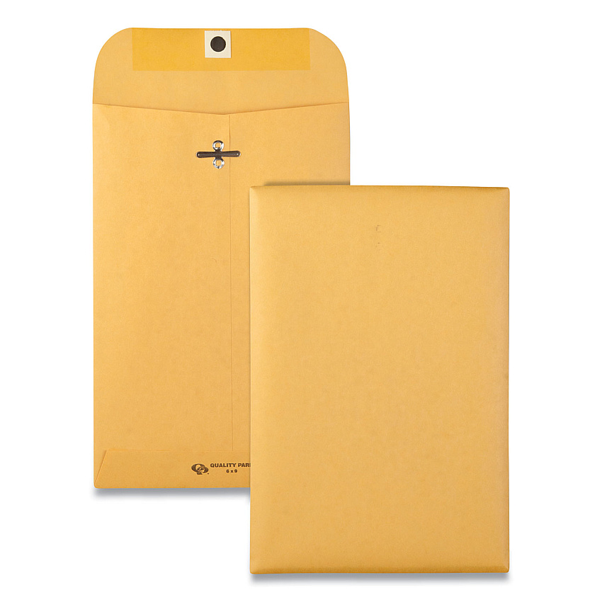 Quality Park Clasp Envelope, 28 lb Bond Weight Kraft, #55, Square Flap, Clasp/Gummed Closure, 6 x 9, Brown Kraft, 500/Carton (QUA37555)