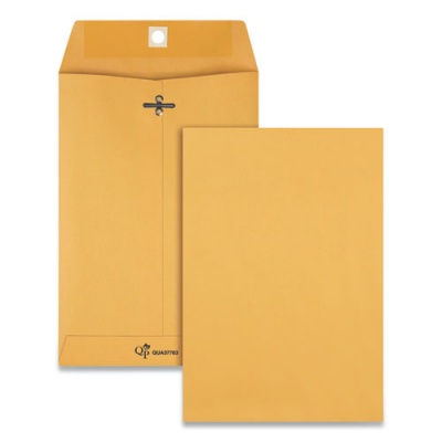 Quality Park Clasp Envelope, 32 lb Bond Weight Kraft, #1 3/4, Square Flap, Clasp/Gummed Closure, 6.5 x 9.5, Brown Kraft, 100/Box (37763)