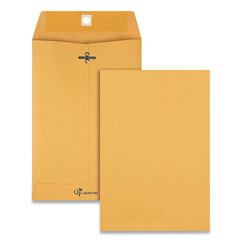 Quality Park Clasp Envelope, 32 lb Bond Weight Kraft, #1 3/4, Square Flap, Clasp/Gummed Closure, 6.5 x 9.5, Brown Kraft, 100/Box (QUA37763)