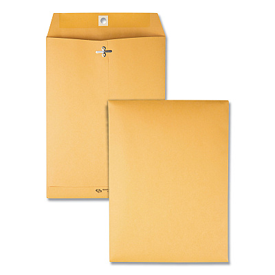 Quality Park Clasp Envelope, 32 lb Bond Weight Kraft, #75, Square Flap, Clasp/Gummed Closure, 7.5 x 10.5, Brown Kraft, 100/Box (QUA37775)