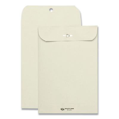 Quality Park Clasp Envelope, 28 lb Bond Weight Kraft, #63, Square Flap, Clasp/Gummed Closure, 6.5 x 9.5, Executive Gray, 100/Box (38563)