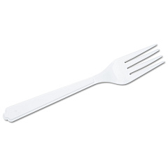 AbilityOne 7340000221315, SKILCRAFT Plastic Flatware, Type III, Fork, White, 100/Pack