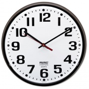 AbilityOne 6645010468849 SKILCRAFT Slimline Quartz Wall Clock, 12.75" Overall Diameter, Brown Case, 1 AA (sold separately)