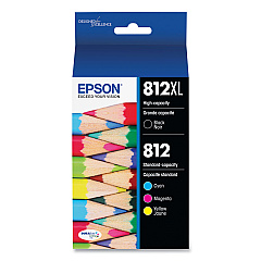 Epson T812XL-BCS (T812XL/T812) DURABrite Ultra High-Yield/Standard Ink, Black/Cyan/Magenta/Yellow