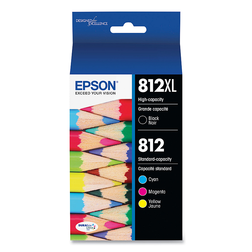 Epson T812XL-BCS (T812XL/T812) DURABrite Ultra High-Yield/Standard Ink, Black/Cyan/Magenta/Yellow