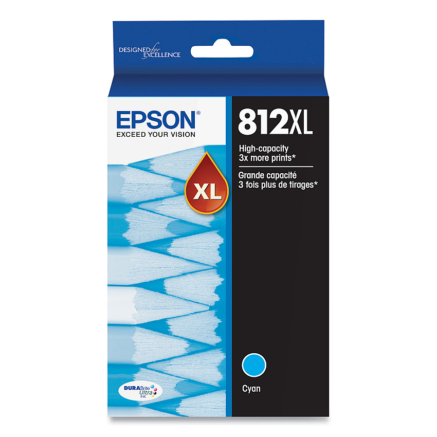 Epson T812XL220-S (T812XL) DURABrite Ultra High-Yield Ink, 1,100 Page-Yield, Cyan