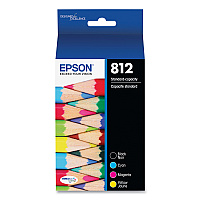 Epson T812120-BCS (T812) DURABrite Ultra Ink, 350/300 Page-Yield, Black/Cyan/Magenta/Yellow