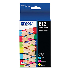 Epson T812120-BCS (T812) DURABrite Ultra Ink, 350/300 Page-Yield, Black/Cyan/Magenta/Yellow