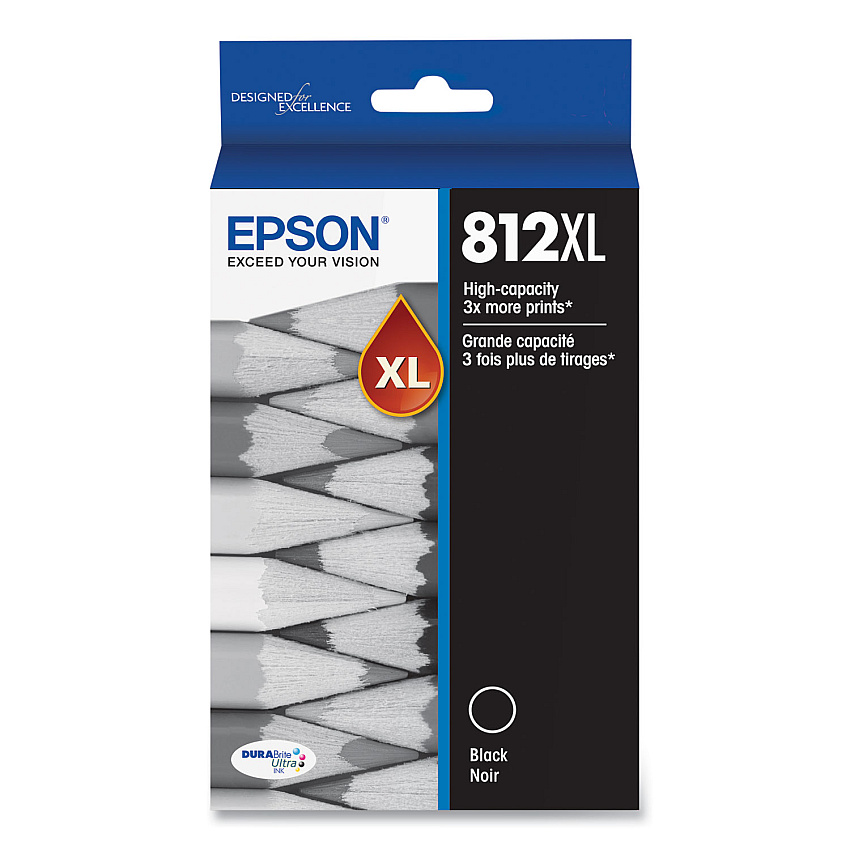 Epson T812XL120-S (T812XL) DURABrite Ultra High-Yield Ink, 1,100 Page-Yield, Black