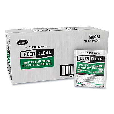 Diversey Beer Clean Glass Cleaner, Powder, 0.5 oz Packet, 100/Carton (DVO990224)