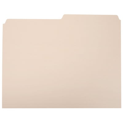 AbilityOne 7530002815945, SKILCRAFT Manila File Folder, 1/2-Cut Tabs: Assorted, Letter Size, 0.75" Expansion, Manila, 100/Box