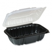 Pactiv Evergreen EarthChoice Vented Dual Color Microwavable Hinged Lid Container, 34 oz, 9 x 6 x 3, 1-Compartment, Black/Clear, 140/Carton (DC961000B000)