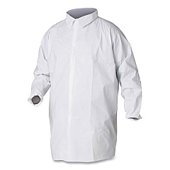 KleenGuard A20 Breathable Particle Protection Lab Coat, Hook and Loop Closure/Elastic Wrists/No Pockets, Large, White, 30/Carton (KCC35620)