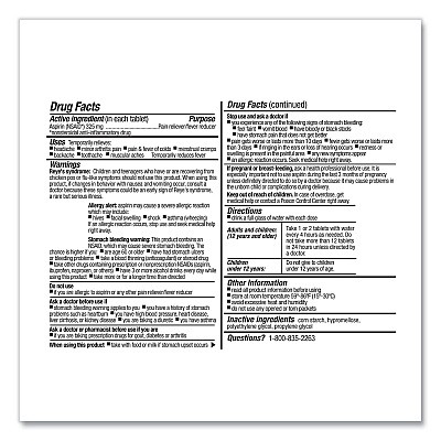 First Aid Only SmartCompliance Aspirin Refill, 2/Packet, 10 Packets/Box (FAOFAE7004)