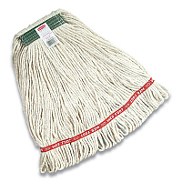 Rubbermaid Commercial Super Stitch Cotton Looped End Wet Mop Head, 20 oz Capacity, Medium, White, 1" White Headband (RCP11206WH00)