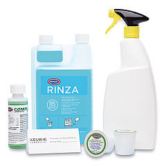 Keurig K-Cup Pod Brewer Deep Cleaning Kit, 4 oz Complete Cafe, (3) 32oz Rinza, (15) K-Cup Cleaning Cups, Empty Spray Bottle (GMT5000359703)