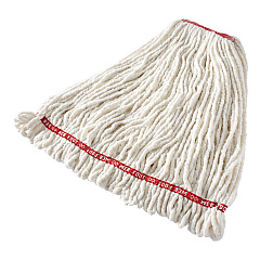 Rubbermaid Commercial Web Foot Shrinkless Looped-End Wet Mop Head, Cotton/Synthetic, Large, White, 1" White Headband (RCPA21306WH00)