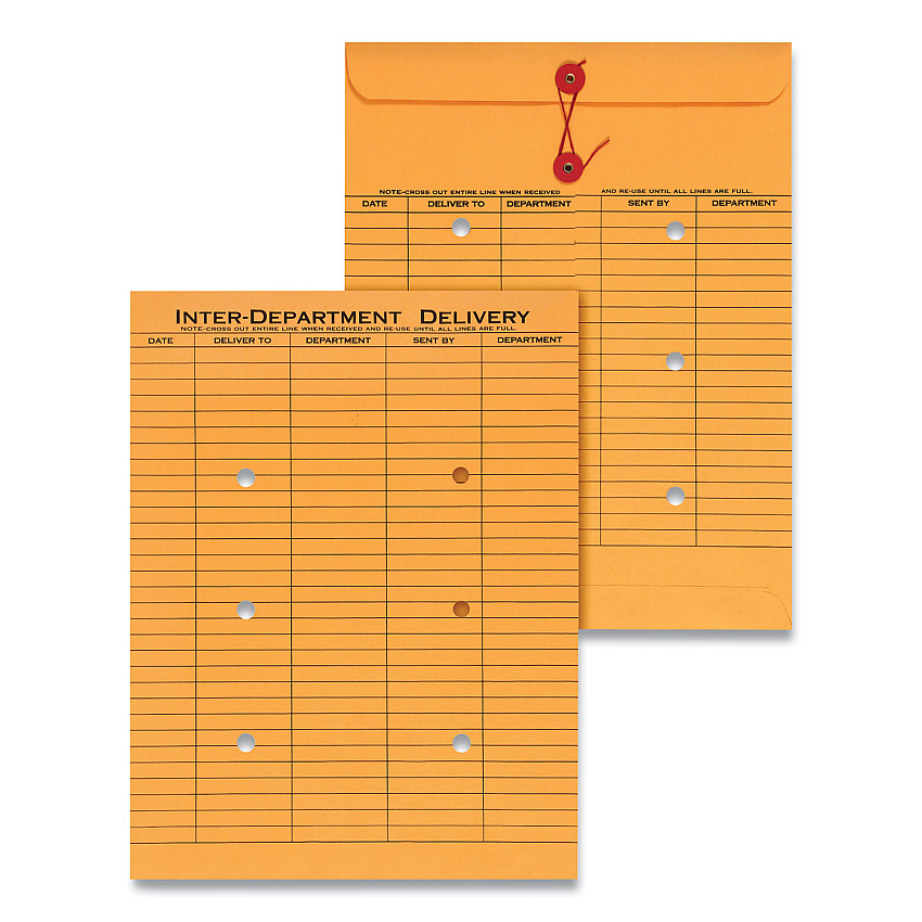 Universal Light Brown Kraft String/Button Interoffice Envelope, #97, Two-Sided Five-Column Format, 10 x 13, Light Brown Kraft, 100/Box (UNV63568)