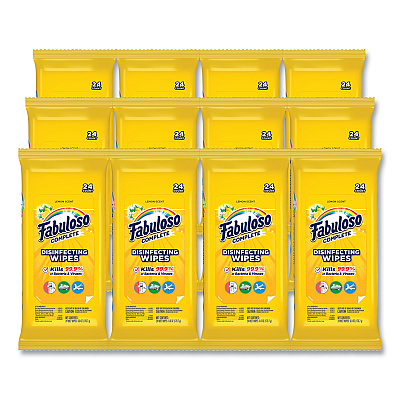 Fabuloso Multi Purpose Wipes, 1-Ply, 7 x 7, Lemon, White, 24/Pack, 12 Packs/Carton (CPC98719)