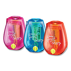 Bostitch Twist-n-Sharp Pencil Sharpener, One-Hole, 3.5 x 1.25 x 5.5, Assorted Colors, 3/Box (BOSPS1ADJ3PK)