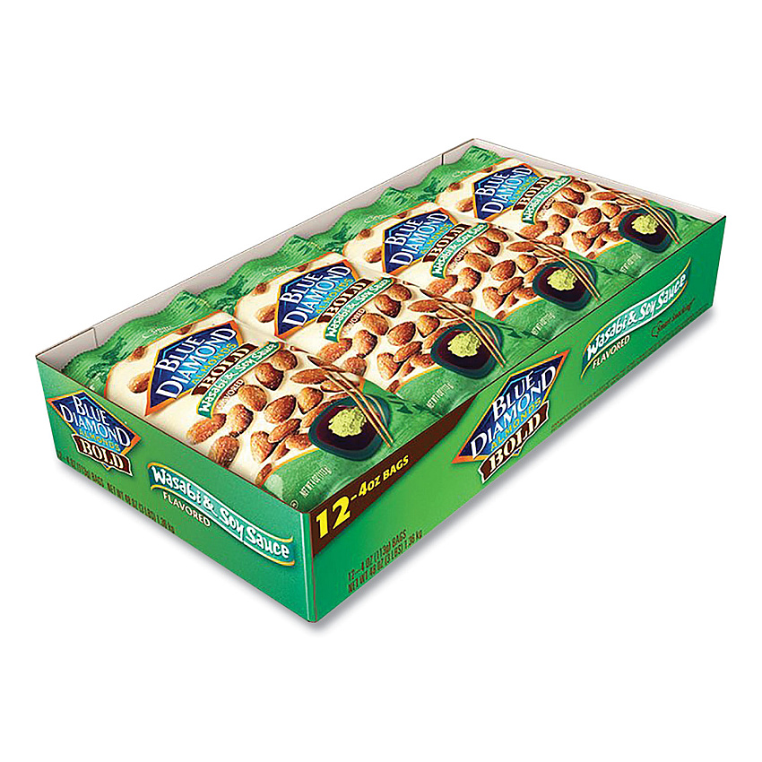 Blue Diamond Wasabi and Soy Sauce Flavored Almonds, 4 oz Bag, 12 Bags/Box (DFDBLU09931)
