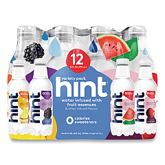 hint Flavored Water Variety Pack, 3 Blackberry, 3 Cherry, 3 Pineapple, 3 Watermelon, 16 oz Bottle, 12 Bottles/Carton (HIN00149)