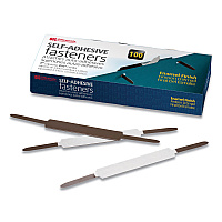 Officemate Self-Adhesive Two-Prong Folder Fastener Bases, 1" Capacity, 2.75" Center to Center, Brown, 100/Box (OIC99875)