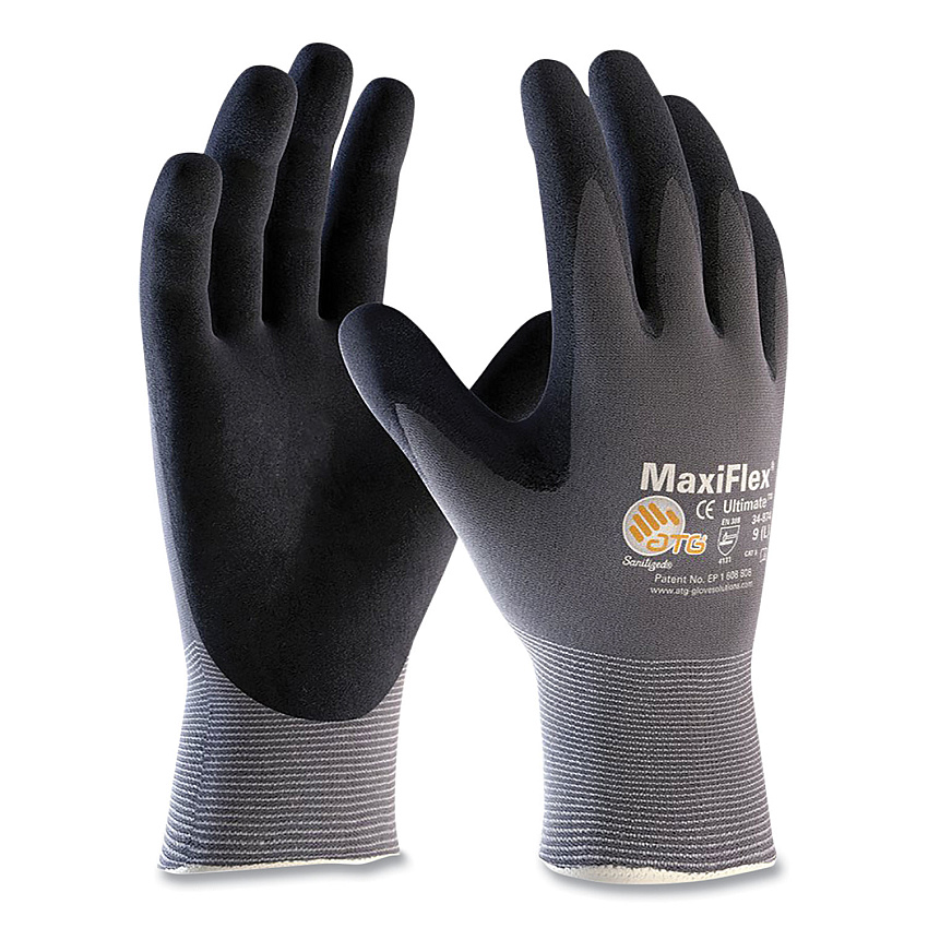 MaxiFlex Ultimate Seamless Knit Nylon Gloves, Nitrile Coated MicroFoam Grip on Palm and Fingers, Small, Gray, 12 Pairs (PID34874S)
