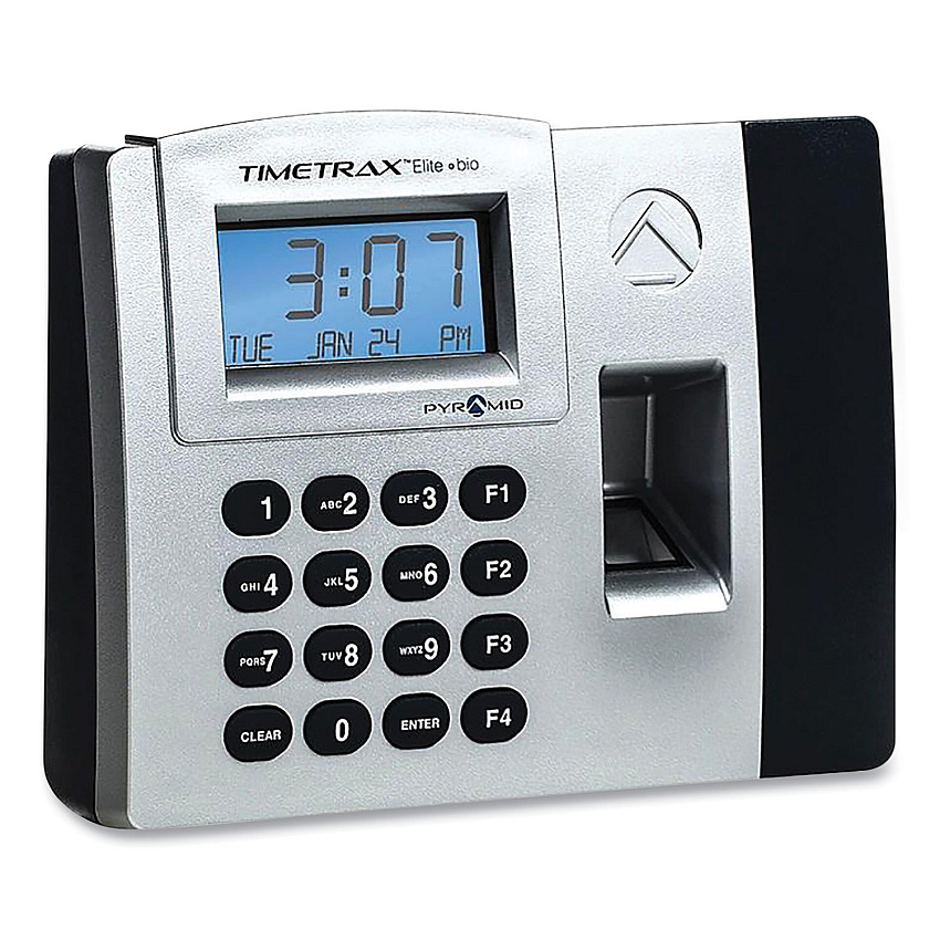 Pyramid Technologies TimeTrax Elite Biometric Time Clock, 50 Employees, Black (PTITTELITEEK)