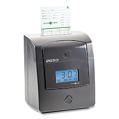 Pyramid Technologies 2650 Pro Auto Aligning Time Clock, LCD Display, Charcoal