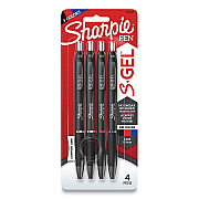 Sharpie High-Performance Gel Pen, Retractable, Fine 0.5 mm, Assorted Ink Colors, Black Barrel, 4/Pack (SAN2116199)