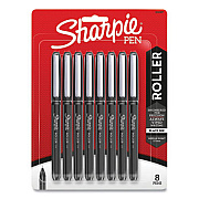 Sharpie Professional Design Roller Ball Pen, Stick, Fine 0.5 mm, Black Ink, Black Barrel, 8/Pack (SAN2116307)