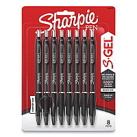 Sharpie High-Performance Gel Pen, Retractable, Medium 0.7 mm, Black Ink, Black Barrel, 8/Pack (SAN2096139)