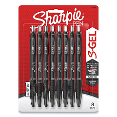 Sharpie High-Performance Gel Pen, Retractable, Medium 0.7 mm, Black Ink, Black Barrel, 8/Pack (SAN2096139)