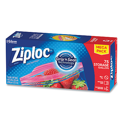Ziploc Seal Top Bags, Gallon, 10.75" x 10.56", Clear, 75/Box (SJN314472)