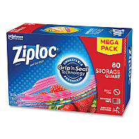 Ziploc Seal Top Bags, Quart, 7.44" x 7", Clear, 80/Box (SJN314471)