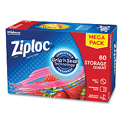 Ziploc Seal Top Bags, Quart, 7.44" x 7", Clear, 80/Box (SJN314471)