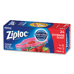 Ziploc Seal Top Bags, Quart, 7.44" x 7", Clear, 24/Box (SJN314466)