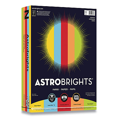 Astrobrights Color Paper, 24 lb Bond Weight, 8.5 x 11, Assorted Everyday Colors, 500/Ream (WAU9974301)